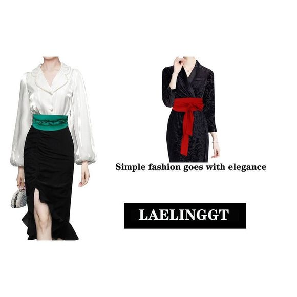 Women's Waist Cover Wide Strap Imitation Silk Tie Double Loop Decorated Bow🙉 - Picture 7 of 9